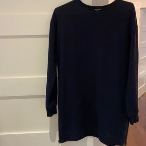 Long sleeve sweater dress in navy blue